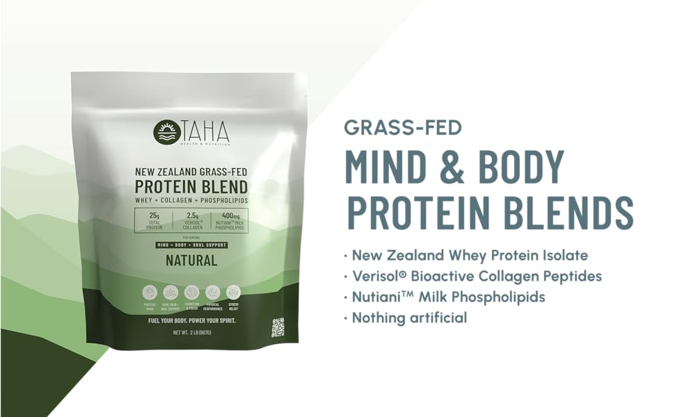 Grass-fed Mind & Body protein blends graphic