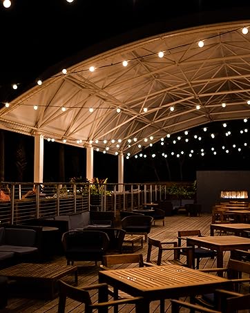 ZOTOYI 100Ft Outdoor String Lights LED Mains Powered, Waterproof IP65 G40 Globe String Lights with 50+2 Plastic Bulbs(2 Spare), Shatterproof Garden Lights for Balcony, Bistro, Wedding, WarmWhite 28 outdoor string lights mains powered