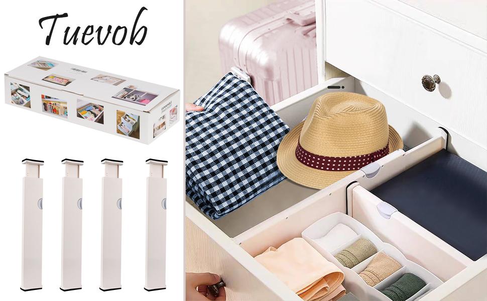 Tuevob 4 Set Plastic Drawer Dividers Expandable Drawer Partitions