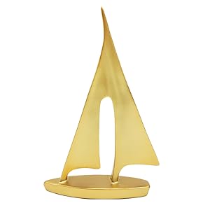 Golden Sailboat Statue Home Decor