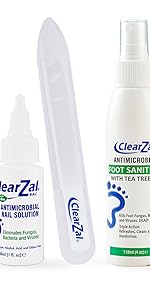 ClearZal Complete - Antimicrobial Nail Solution, Foot File, Sanitiser 
