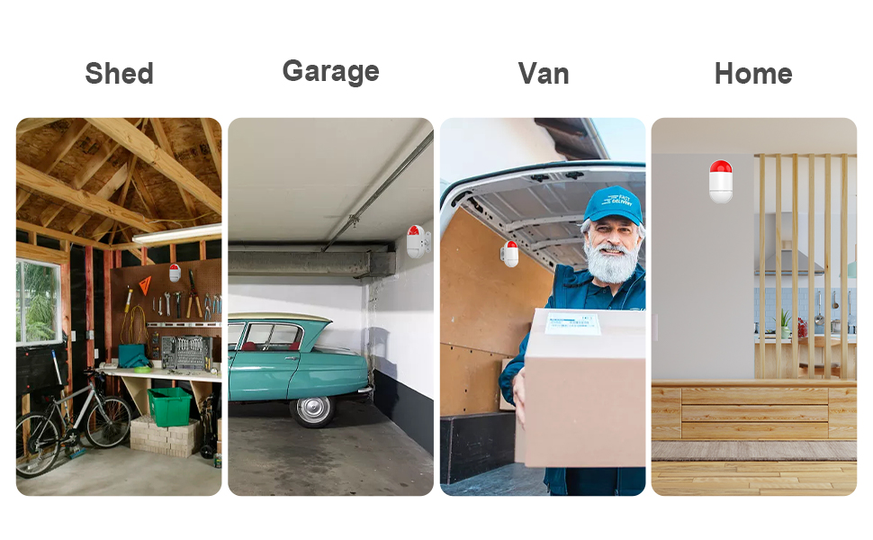 RISWOND Motion Sensor Alarm System for Home 125dB Shed Alarm with Siren