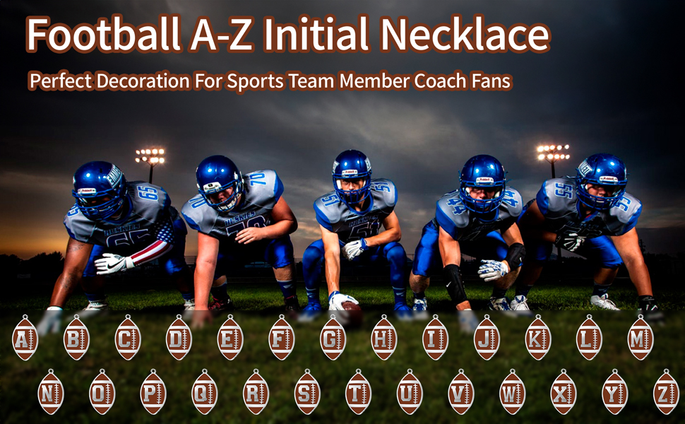 football initial necklace a-z letters
