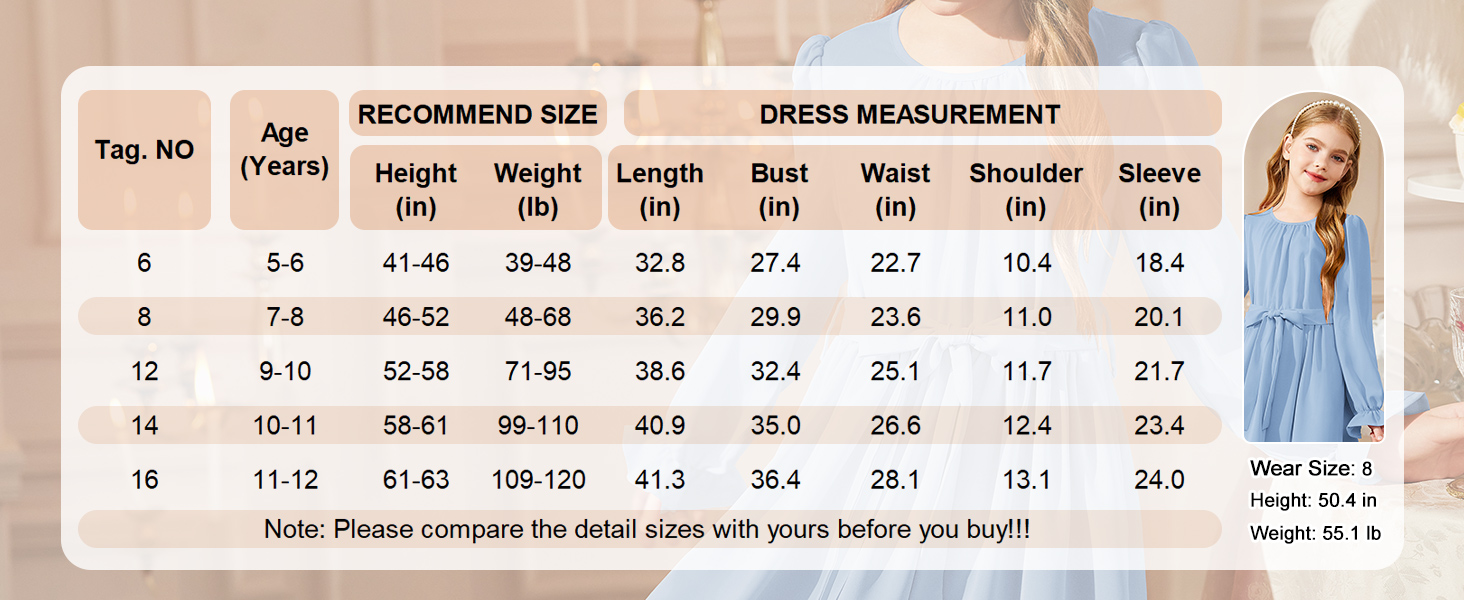 Arshiner Girls Long Sleeve Dress Fashion High Low Flowy Swing Semi Formal Party Dresses with Belt