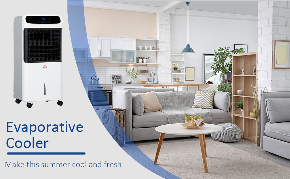 32" Mobile Air Cooler, 12L Tank Evaporative Ice Cooling Fan