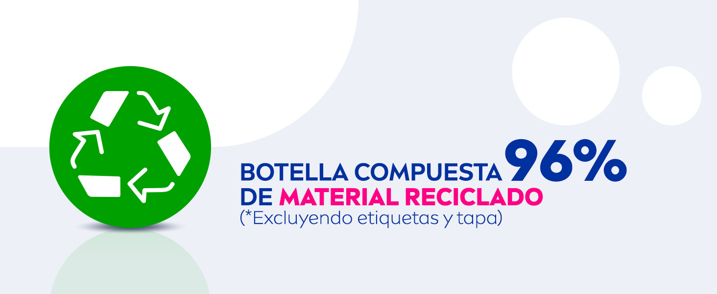 Botella compuesta 96% de material reciclado