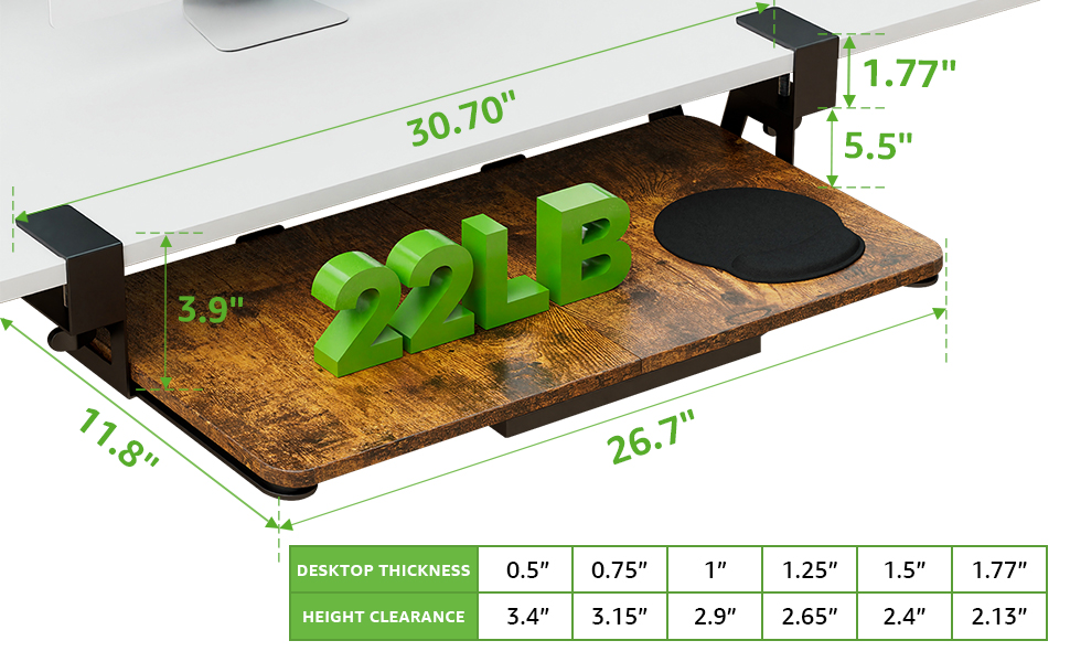 Amazon.com : Desktop Keyboard Tray, Under Desk Pull Out