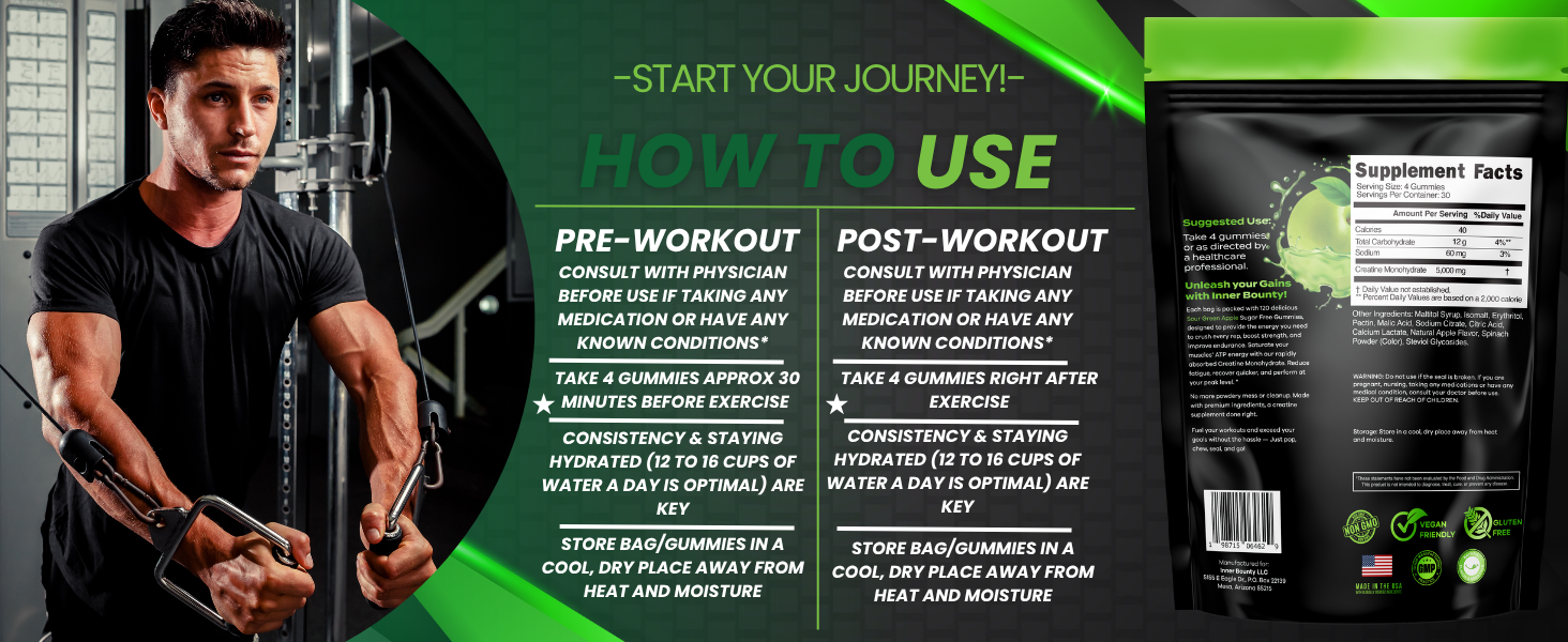 how to take creatine pre workout post workout 4 vegan gluten free gummies per serving
