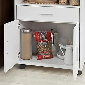SoBuy Kitchen Wheeled Microwave Shelf,Storage Cupboard Cabinet Unit, FSB09-W 16 FSB09-W