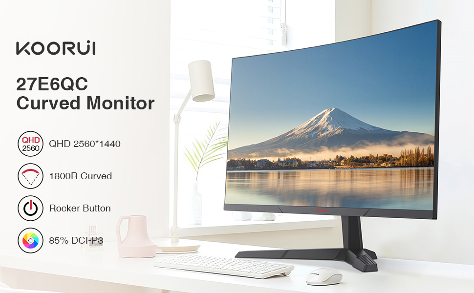 KOORUI Ecran PC Gaming 27 Pouces 144HZ 1ms, Résolution 2560x1440 (QHD), Couverture DCIP3 à 85