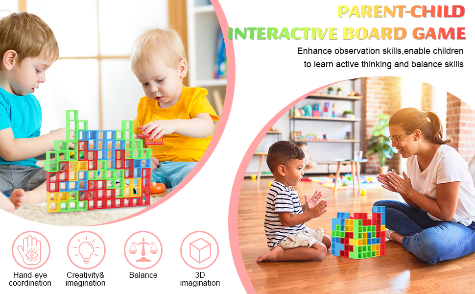 Amazon.com: TVMPKIX 48 Pcs Tetra Tower, Building Balance Blocks, Team ...