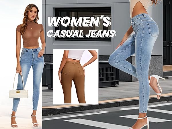 KICZOY Women Bootcut Capris Jeans Mid Rise Cropped Pants