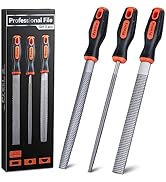 Preciva 3PCS Wood Files Set, Wood Rasp High Carbon Steel File Set Includes Flat File, Round File ...