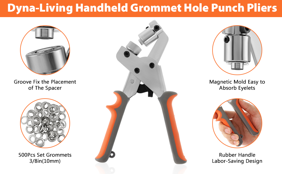 DynaLiving Grommet Handheld Hole Punch Pliers Grommet Machine Hand
