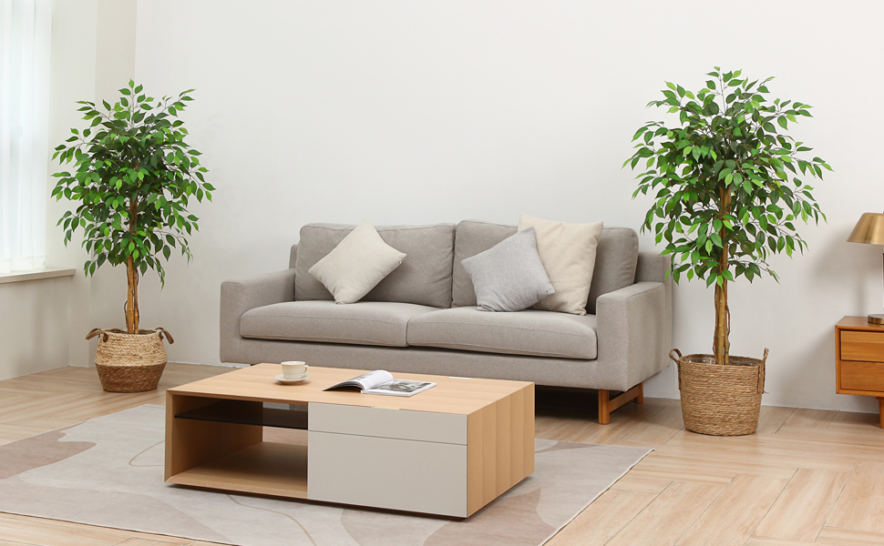 SOGUYI 5ft Ficus Artificial Trees with Realistic Leaves and