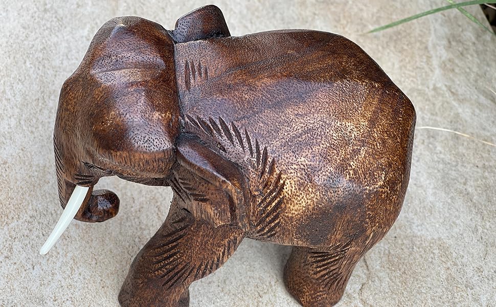 Wood elephant figurine
