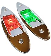 Wave One Marine LED Flush Mount Shark Eye Boat Navigation Lights | Red And Green Stainless USCG 2...
