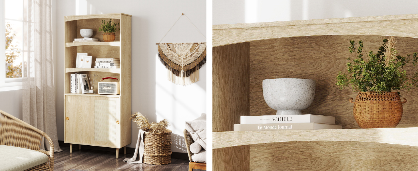 pnochoo Bookshelf, Bookcase with Adjustable Storage Shelves