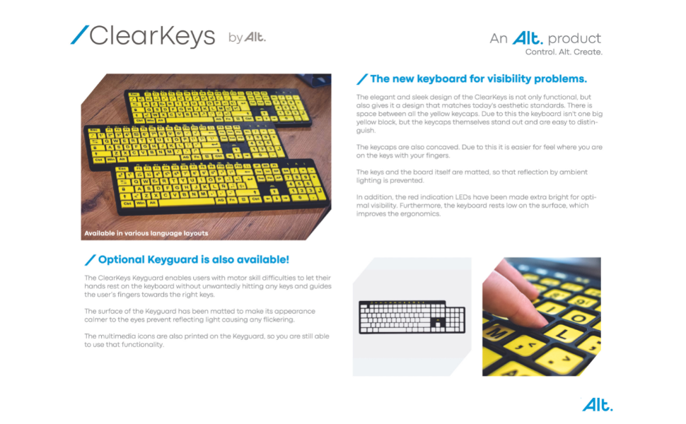 CLEVY Alt Clearkeys Keyboard Large Print High Contrast USB