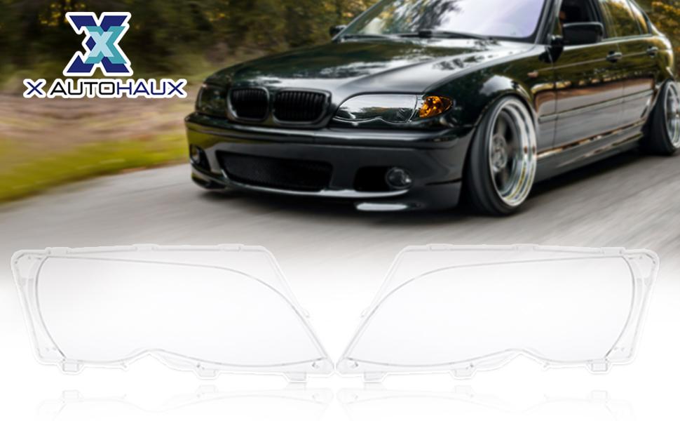  1 Pair Car Front Headlight Headlamp Lens Cover PC Shell for BMW E46 2002-2005 4 Door 63126924045