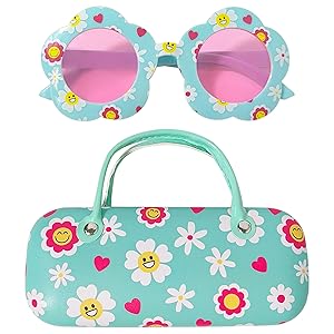 LUV HER Kids Daisy Sunglasses &amp;amp; Case Set for Girls Ages