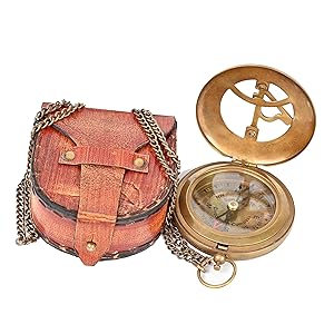 antique brass sundial compass
