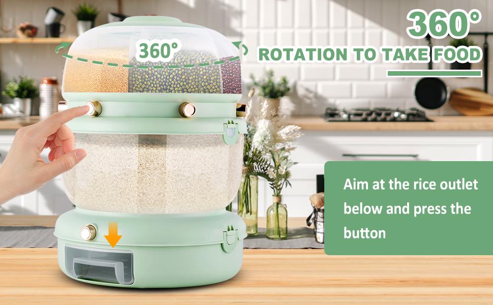 Morpich 7 Grid Multiple Food Dispenser 360° Rotating Grain Dry Food