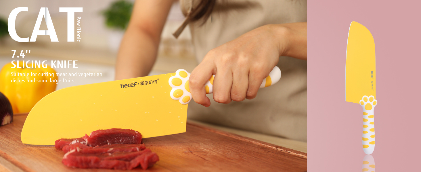 hecef Kitchen Knife Set with Detachable Block, NonStick Coated Knife