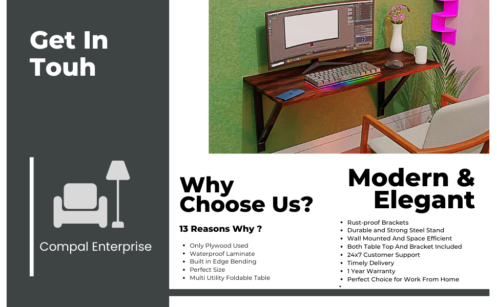 Compal Wall Mounted Table, Wall Mounted Desk, Wall Mount Table, Desks, Folding Wall Mounted