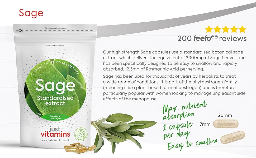 Sage Tablets 3000mg 90 Vegan Capsules, 3 Month Supply High Strength