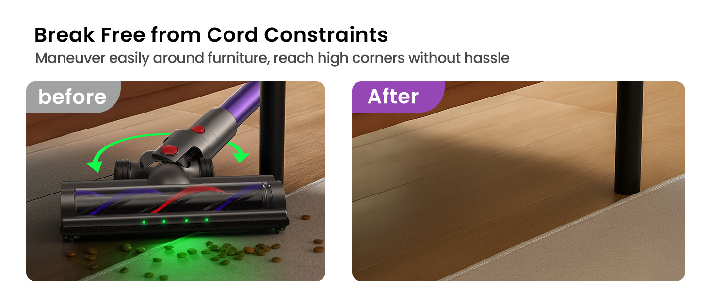 Xlife Cordless Vacuum Tangle-Free Furniture Navigation