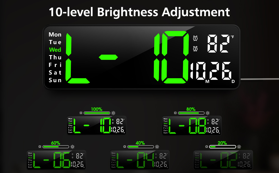 Zgrmbo 13" Digital Wall Clock with Remote Control, Large