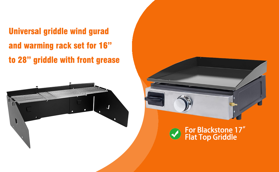 PHYESUVIN Universal Wind Guard and Warming Rack Fit for Griddle Without a Hood from