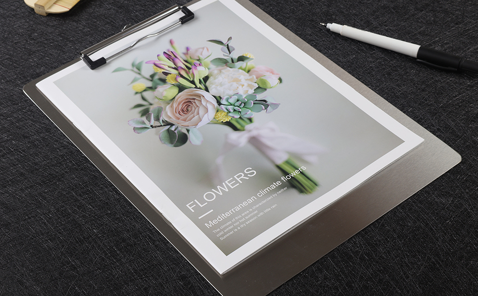 Metal Clipboard, A4 Landscape, 430 Stainless Steel Clipboards, 12 mm