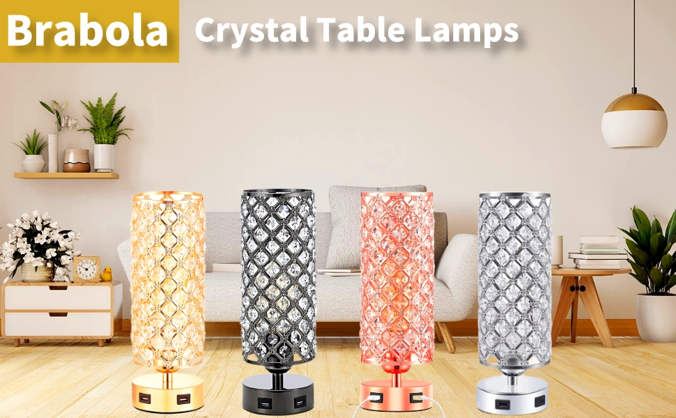 Brabola Crystal Table Lamps, Small Touch Desk Lamp Bedside Bedroom Lamp
