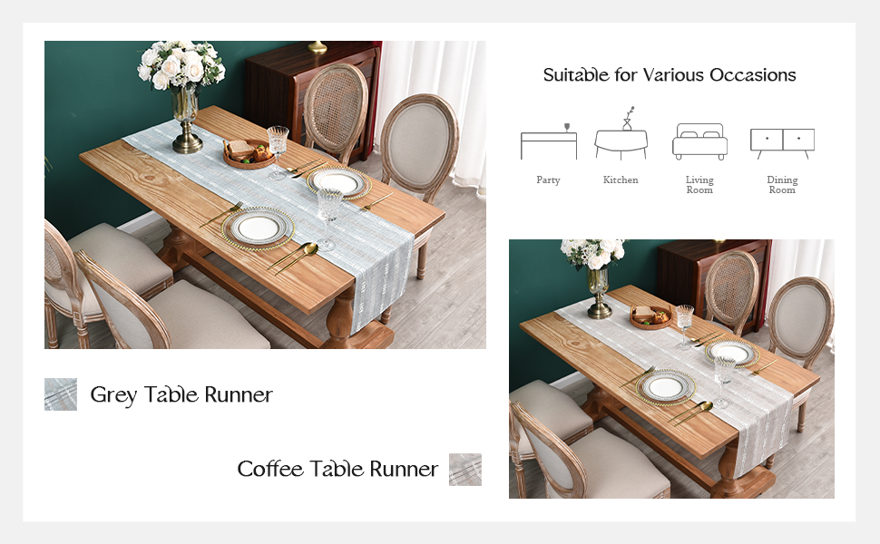 Farmhouse Braided Striped Linen Table Runner Rustic Hollow Woven