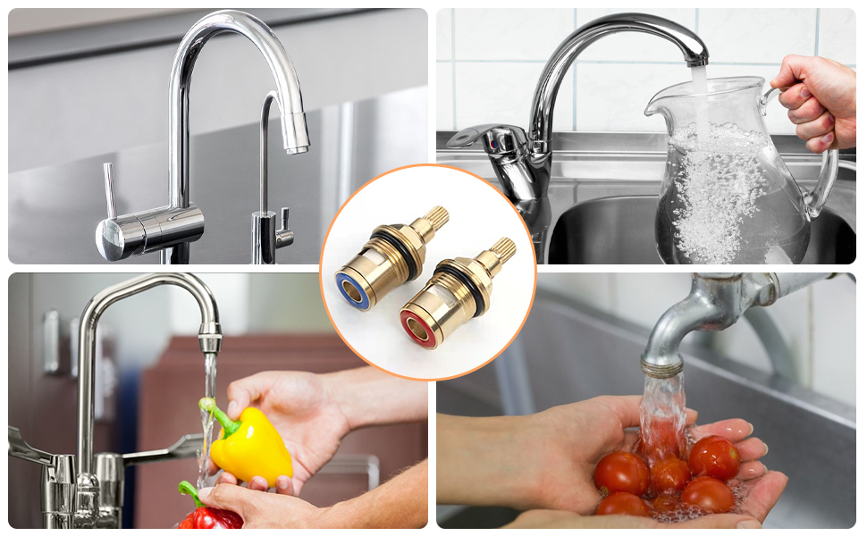 ACHANFLY 2PCS Tap Valves Replacement Mixer Tap Cartridge 1/4 Turn