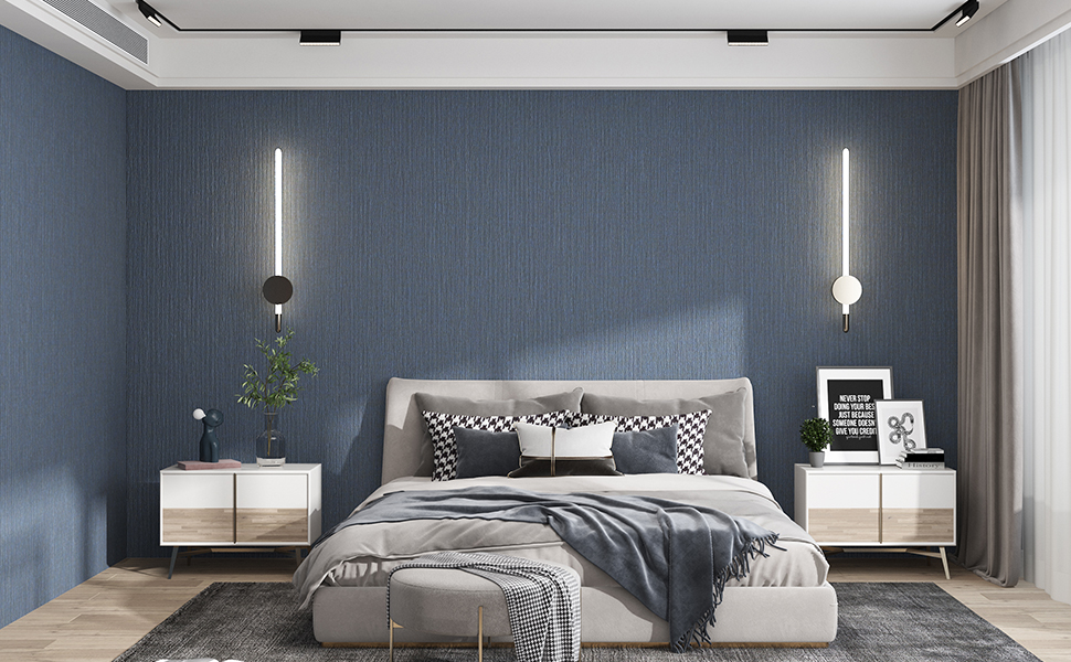 TruReno Grasscloth Peel and Stick Wallpaper Blue Textured