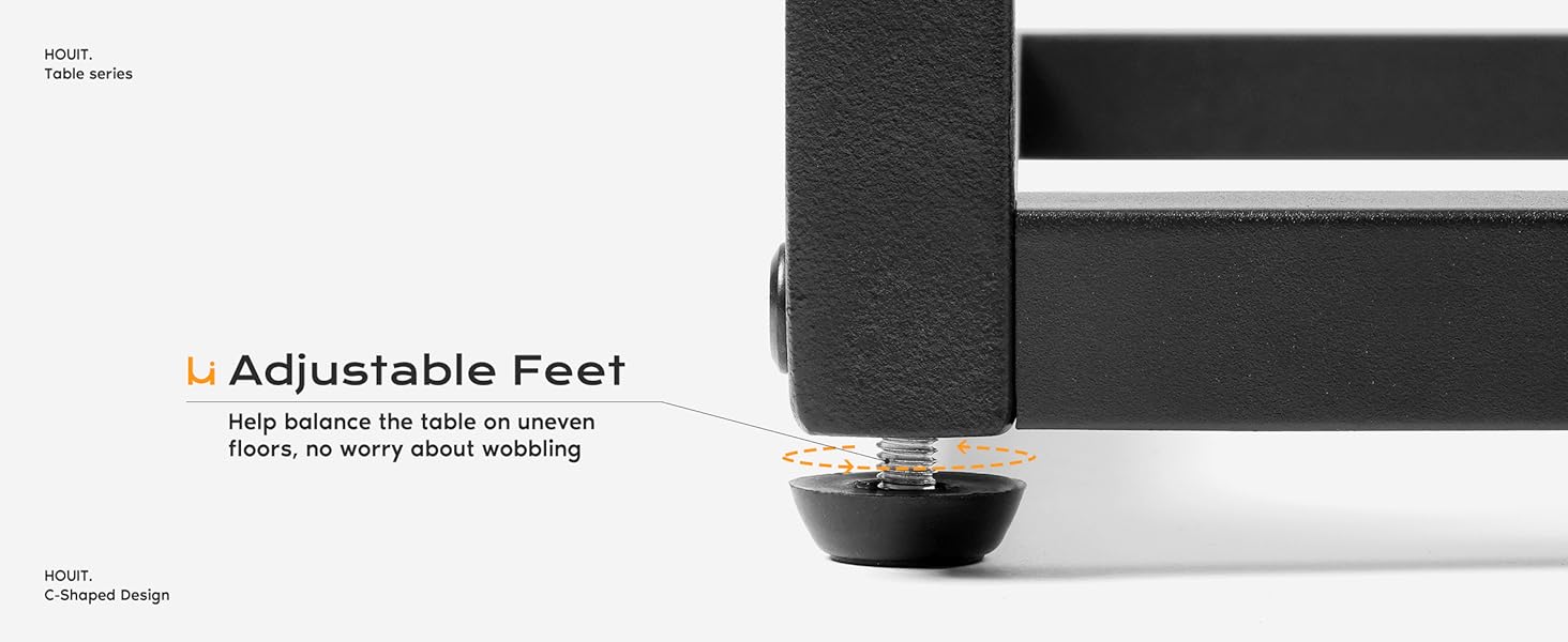 HOUIT C Shaped End Table with Charging Station Set of 2, Small Side Table for Sofa