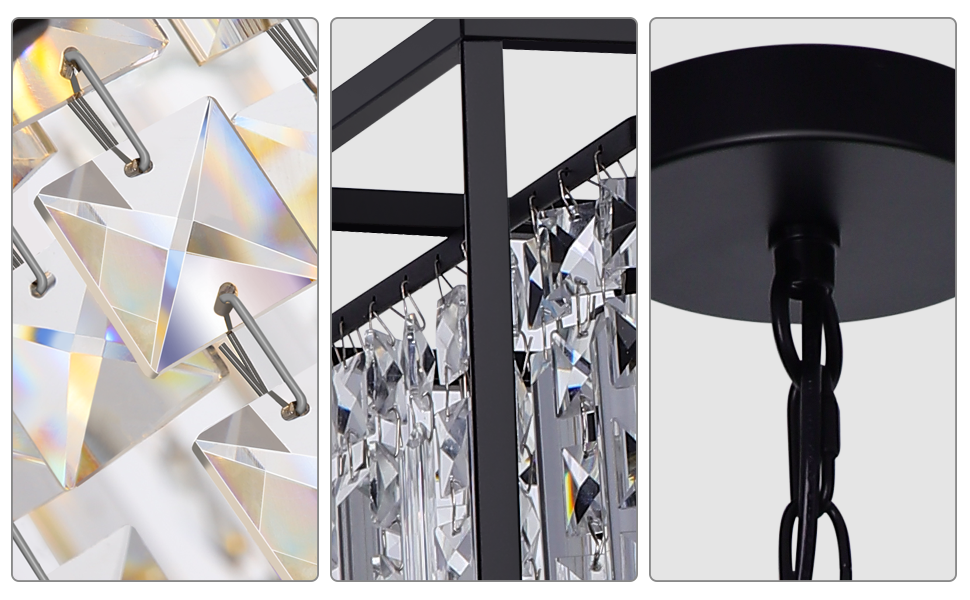 KINGTORO Chandeliers Dining Room Light Fixture 16 inch Square Lndustrial Adjustable Chandelier