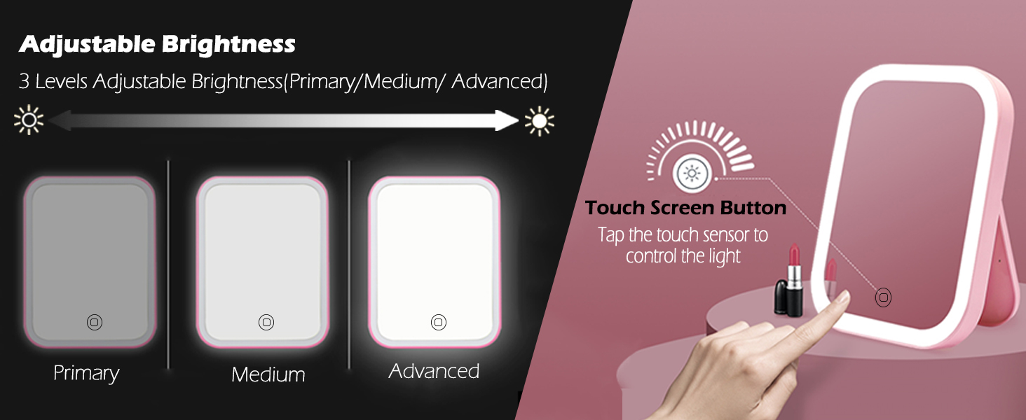 CERSLMO Makeup Mirror with Lights, Lighted Travel Vanity