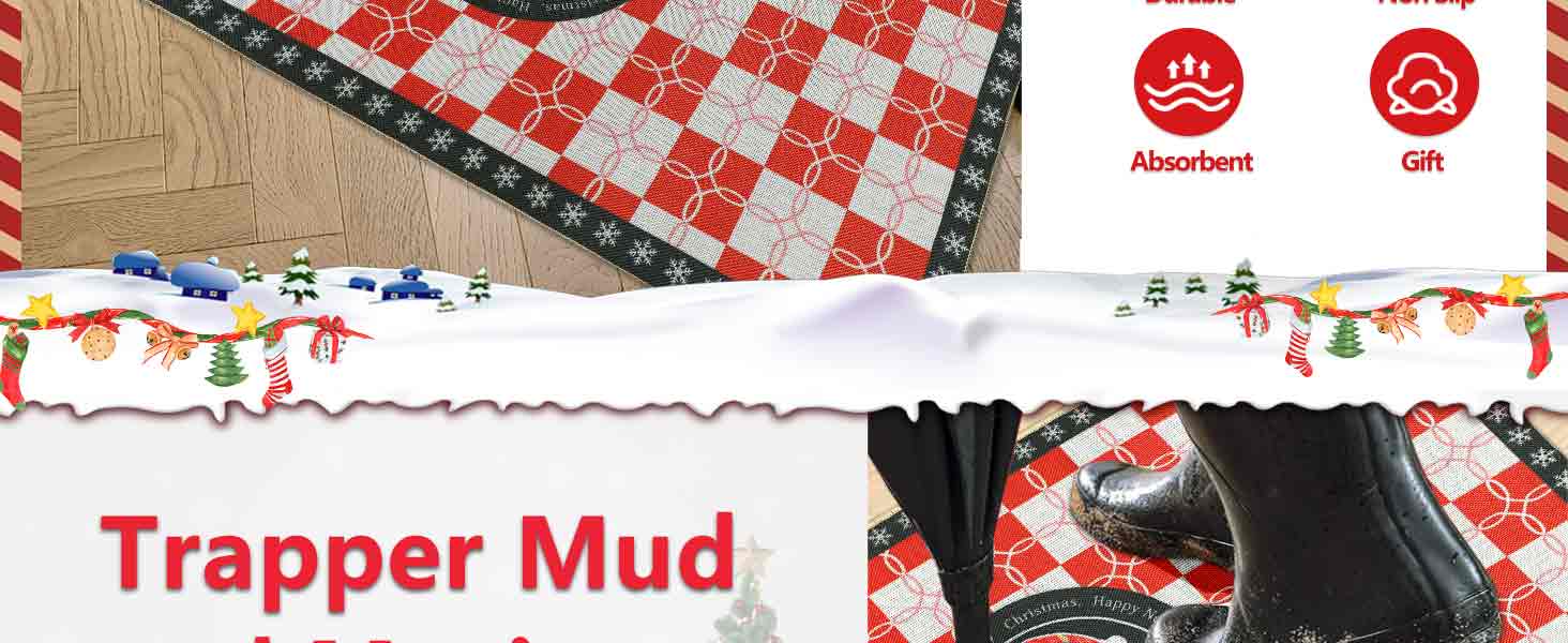 famibay Christmas Doormat Outdoor Indoor 32x47 Inch Burlap