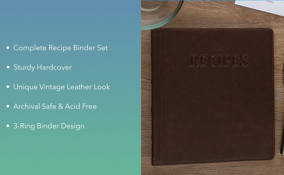 Samsill 1" Recipe Binder Set, 8.5" x 11" Binder with 50