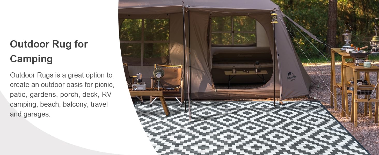 CHOSHOME Outdoor Rug Waterproof Garden Rug 120x180CM Lightweight Camping Rugs UV Resistant Portable Carpet Easy Cleaning Mat Outdoor Indoor Recycled Plastic Balcony Rugs for Picnic Beach BBQ Grey 13 Outdoor Rug Waterproof Garden Rug 120x180CM Lightweight Patios Rugs