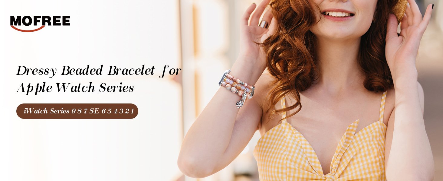 Handmade Natural Crystal Stone Beads Stretchy Band for apple iWatch Band