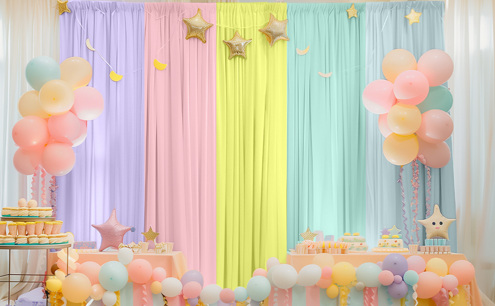 Pastel Rainbow Backdrop Curtains