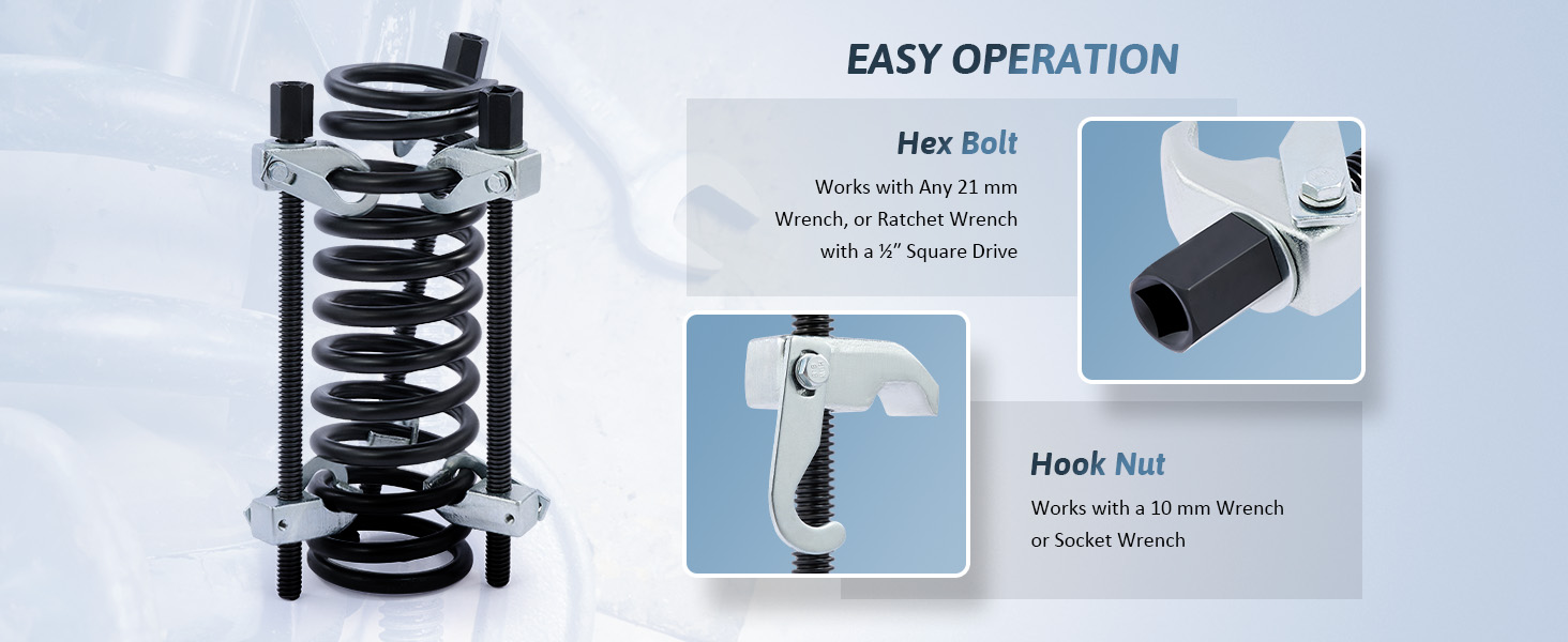 OMT Coil Spring Compressor Tool Set of 3, 12 Inch Strut