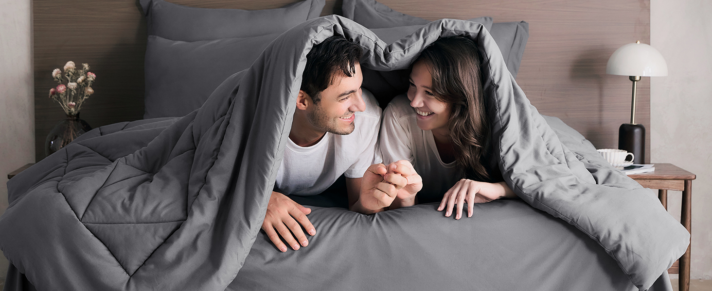 HEVUMYI Comforter Set, All Season Reversible Bed in a Bag Queen, Ultra Soft Queen Bedding Set