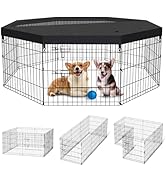 Artmeer Pet Playpen Puppy Playpen Kennels Dog Fence Exercise Pen Gate Fence Foldable Dog Crate 8 ...