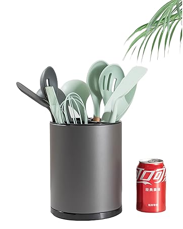 Kitchen Utensil Holder Extra Large 360° Rotating For Counter Organizer Stainless Steel Cooking